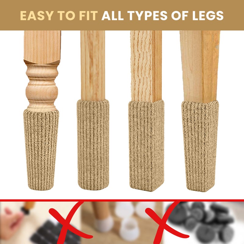 IAMZAY 48 Pcs Khaki Premium Chair Leg Socks Protectors for Hardwood Floors - Do not Easily Fall Off - Very Easy to Put on - Fits All Leg Shapes - High Elastic Bar Stool Leg Covers - Furniture Pads - Image 5